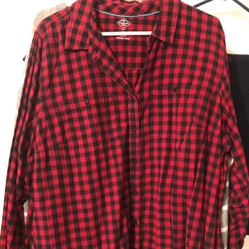 Country red button down